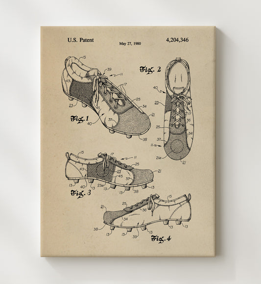 Soccer Cleat 1980 patent print wall art 8x10 Canvas