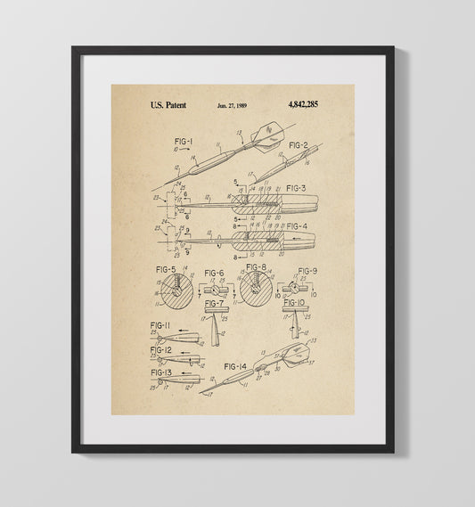 Soft Tip Dart Assembly Detailed Diagram - 1989 Patent - 16x20 Gallery Frame