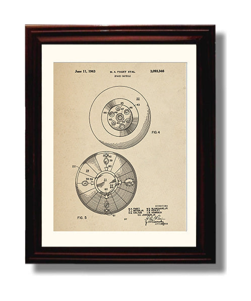 Patent Print - Space Capsule - Maxime A Faget Et Al - 1963 - Patent 3093346 Patent Wall Art