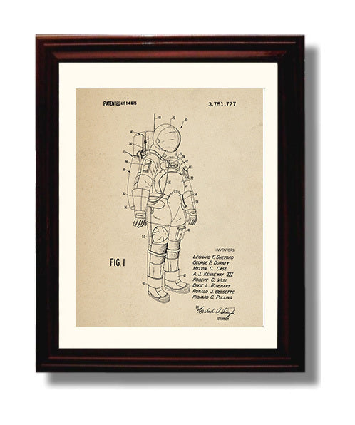 Patent Print - Space Suit - Leonard F Shepard Et Al - 1973 - Patent 3751727 Patent Wall Art