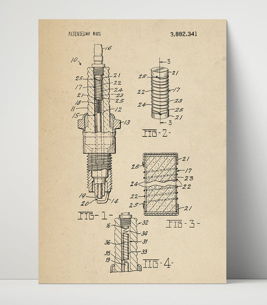 Spark Plug - 1975 Patent - 16x20 Unframed Print