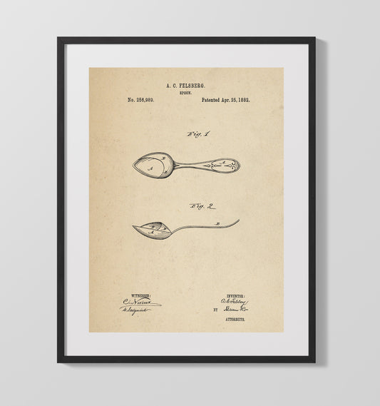 Spoon - 1882 Patent - 16x20 Gallery Frame
