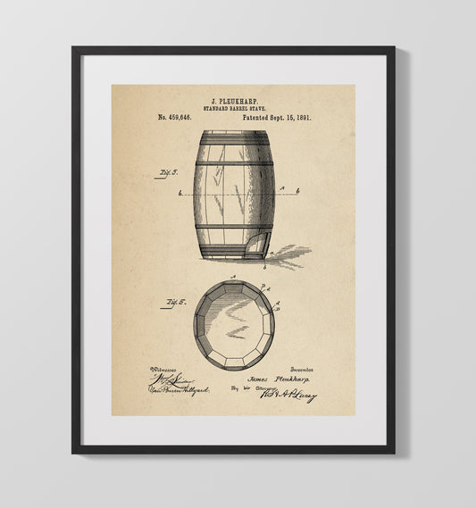 Standard Barrel Stave - 1891 Patent - 16x20 Gallery Frame
