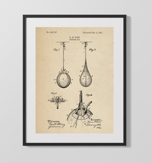 Striking Bag - 1891 Patent - 16x20 Gallery Frame