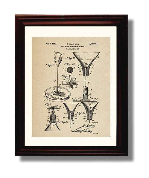 Patent Print - Striking Bag Stand - E Bullis Et Al - 1940 - Patent 2186403 Patent Wall Art