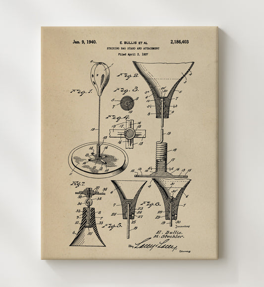 Striking Bag Stand 1940 patent print wall art 8x10 Canvas