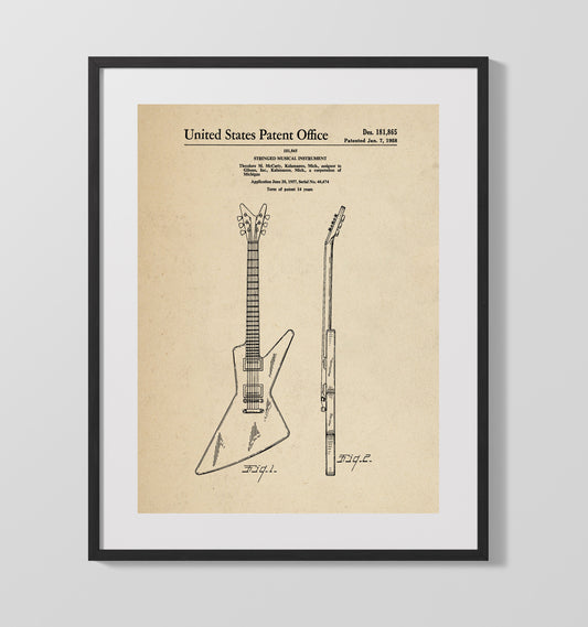 Stringed Musical Instrument - 1958 Patent - 16x20 Gallery Frame