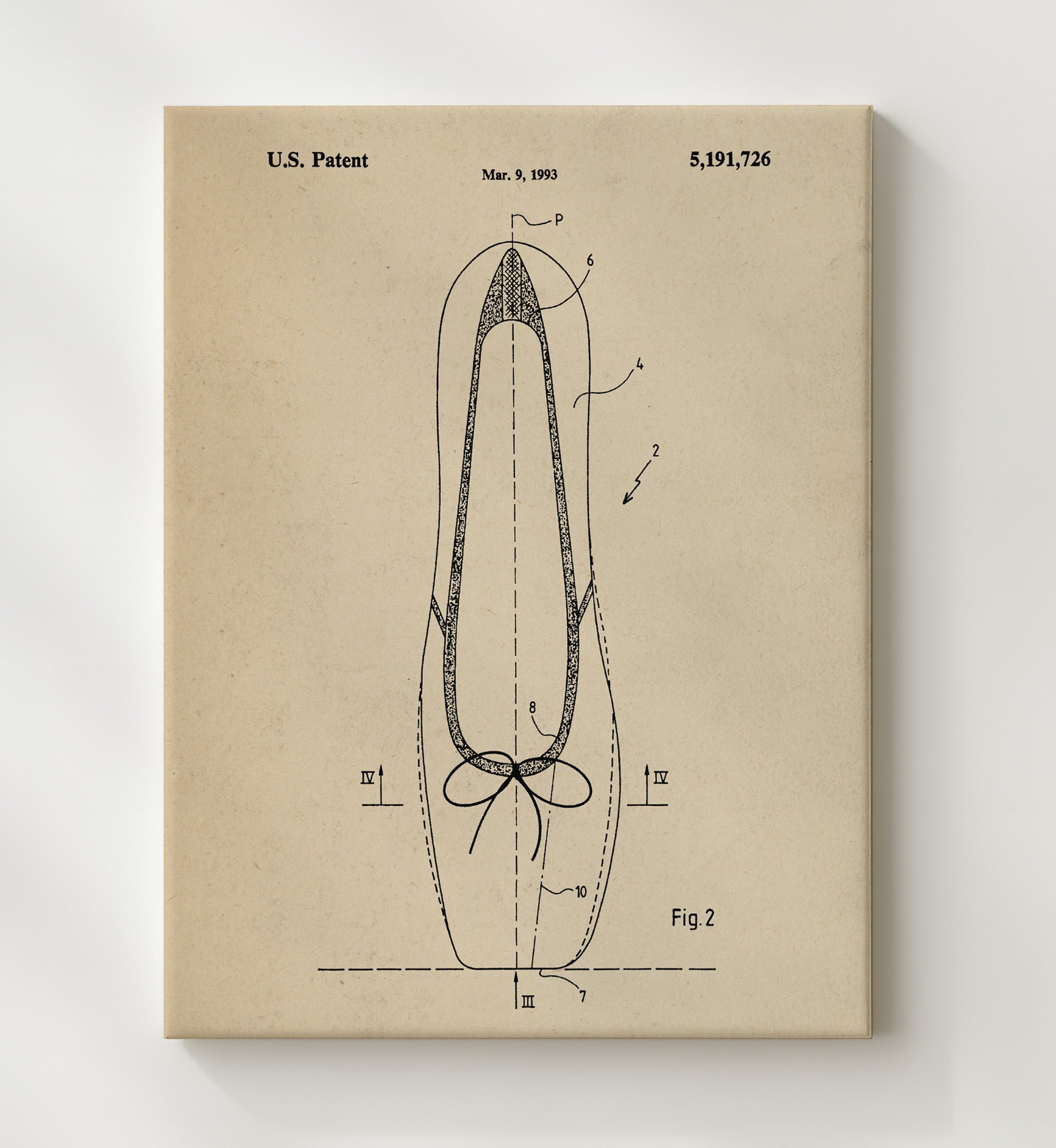 Patent Print - Swim Fin - Unknown Inventor - 1993 - Patent 5191726 Patent Wall Art