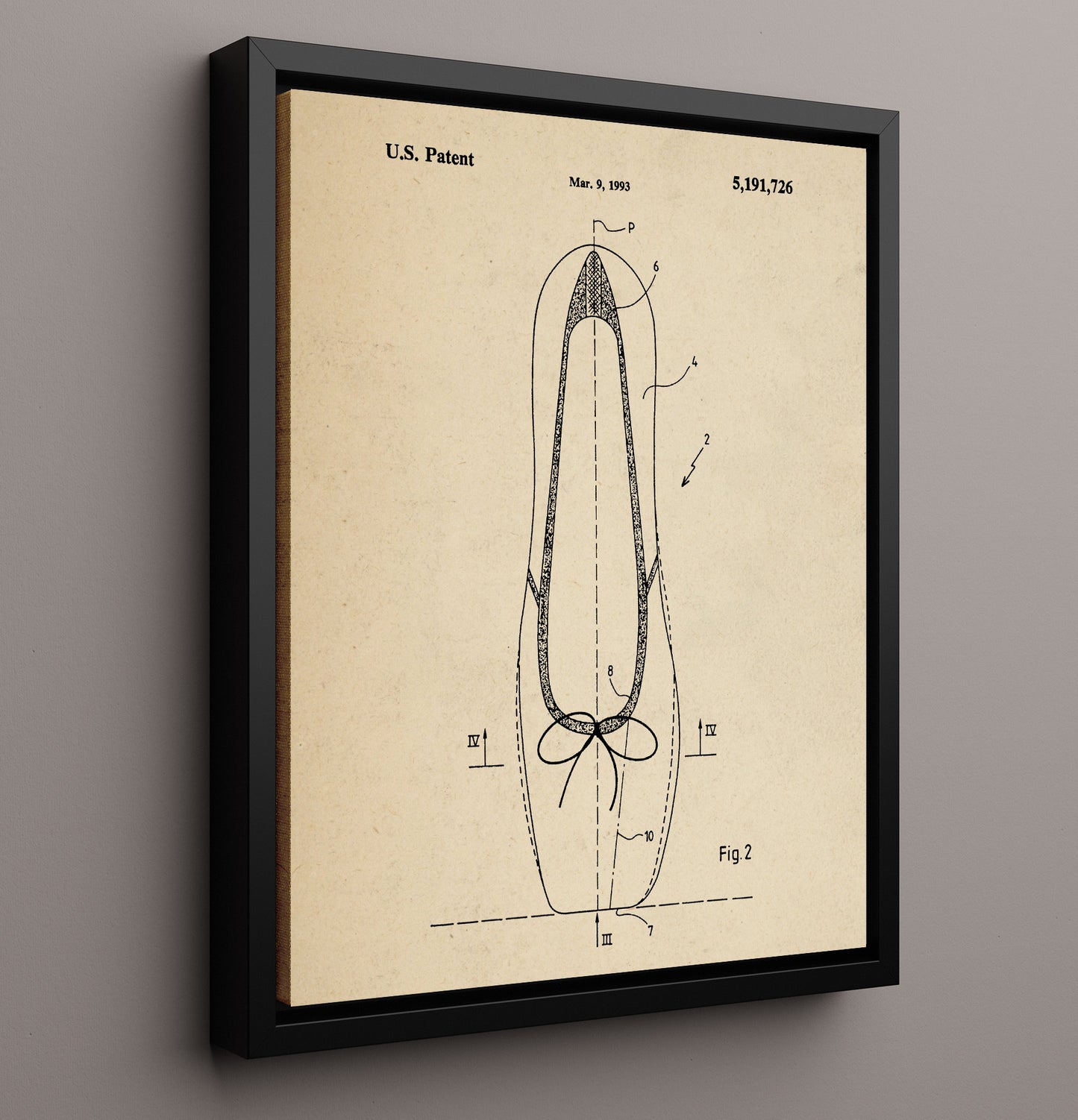 Patent Print - Swim Fin - Unknown Inventor - 1993 - Patent 5191726 Patent Wall Art