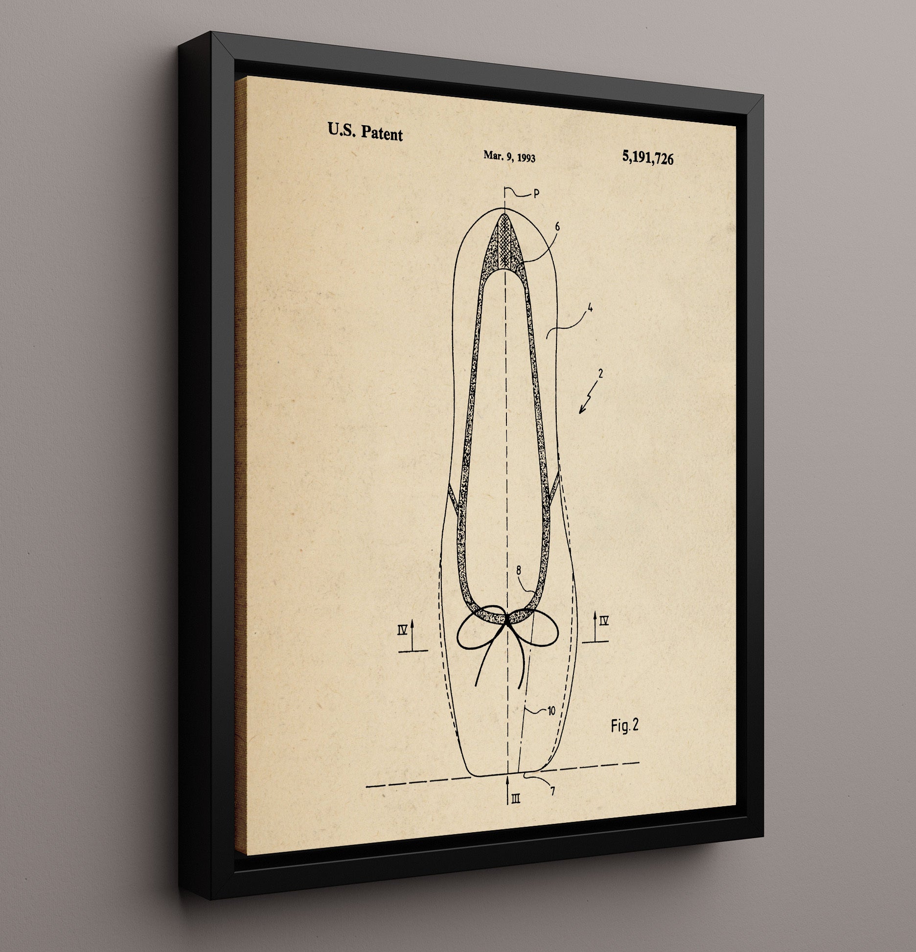 Patent Print - Swim Fin - Unknown Inventor - 1993 - Patent 5191726 Patent Wall Art
