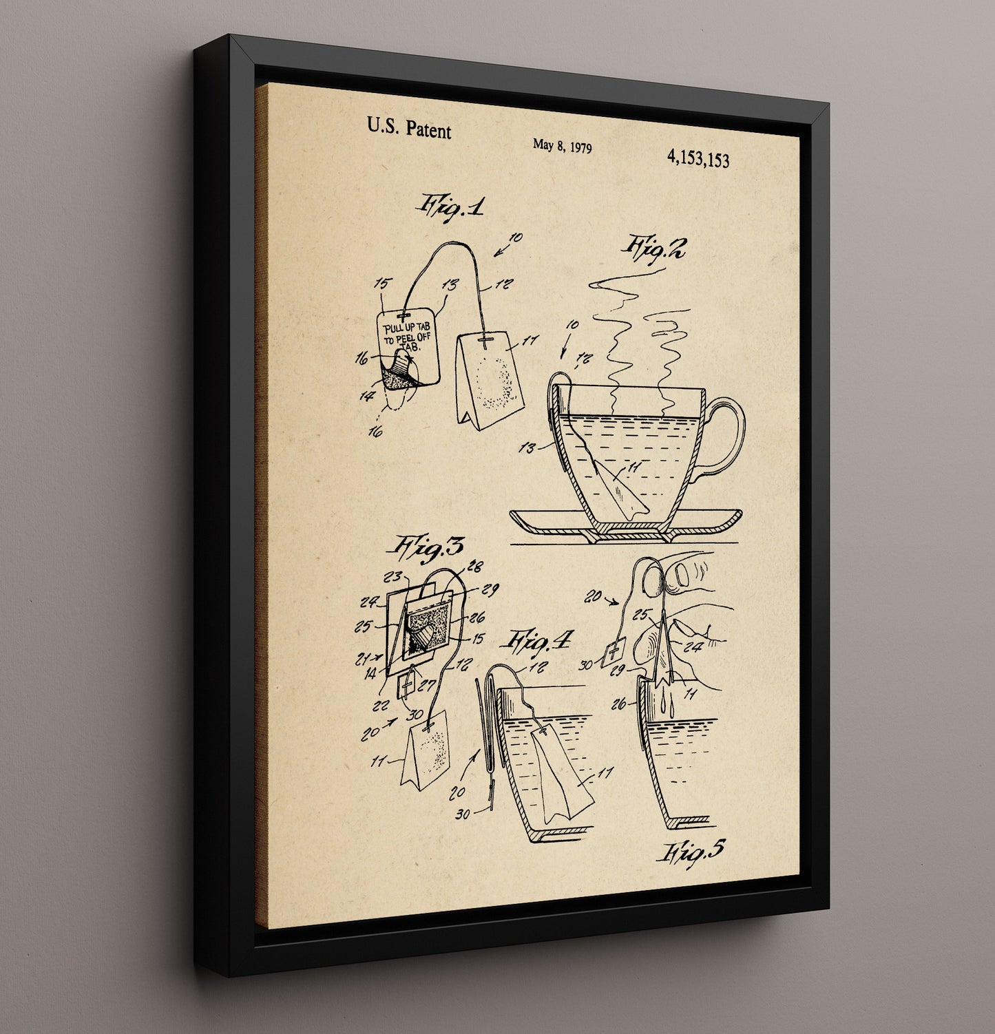 Patent Print - Tea Bag Holder - Unknown Inventor - 1979 - Patent 4153153 Patent Wall Art