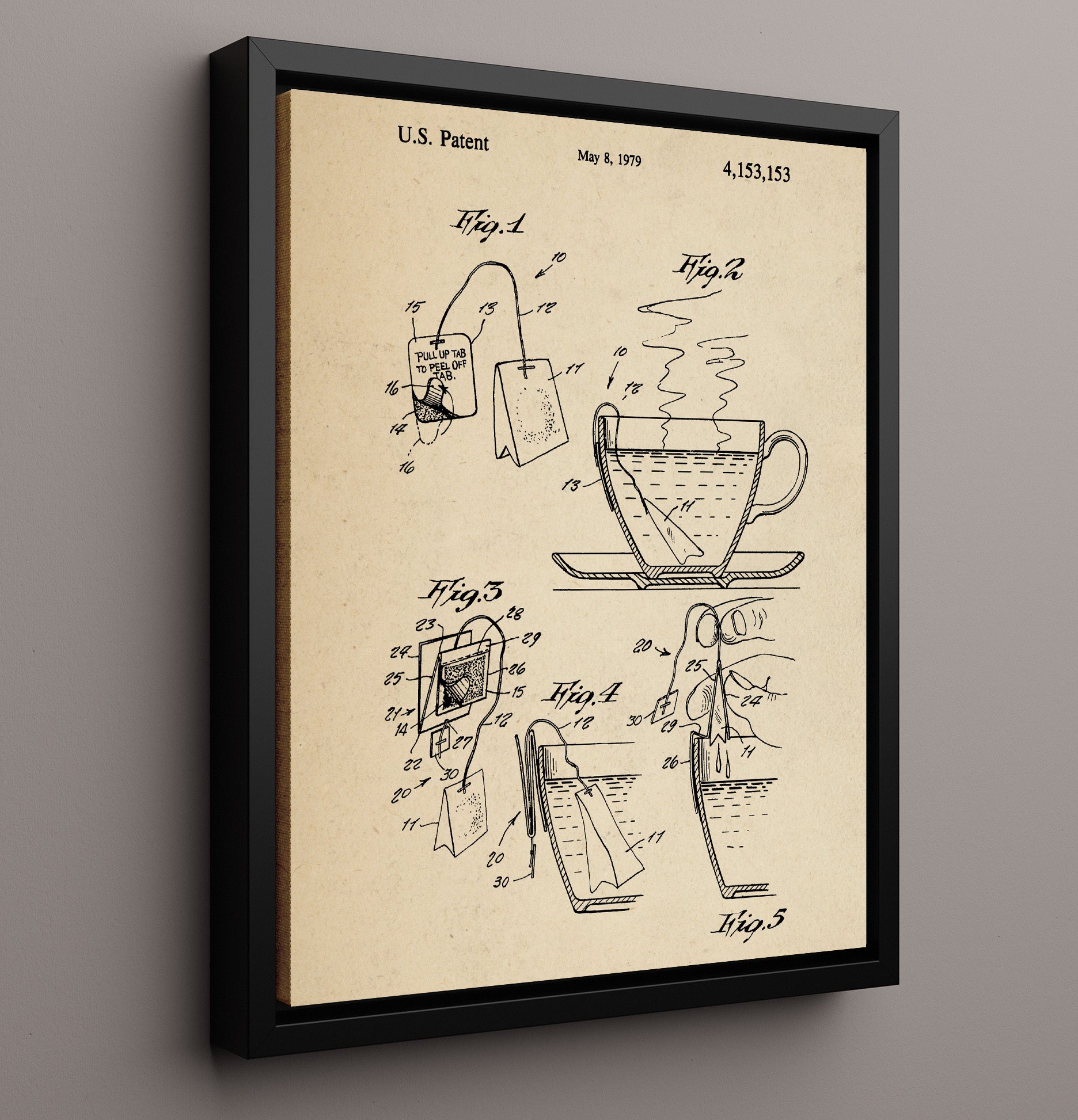 Patent Print - Tea Bag Holder - Unknown Inventor - 1979 - Patent 4153153 Patent Wall Art