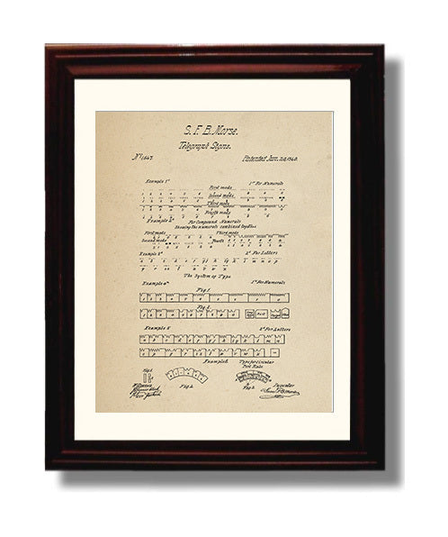 Patent Print - Telegraph Signs - Samuel F. B. Morse - 1840 - Patent 1647 Patent Wall Art