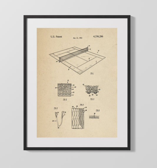 Tennis Court Surface - 1982 Patent - 16x20 Gallery Frame