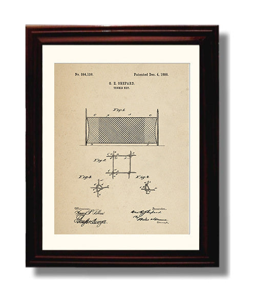 Patent Print - Tennis Net - G E Shepard - 1888 - Patent 394138 Patent Wall Art