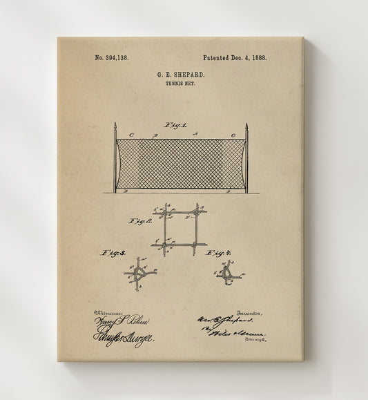 Tennis Net 1888 patent print wall art 8x10 Canvas