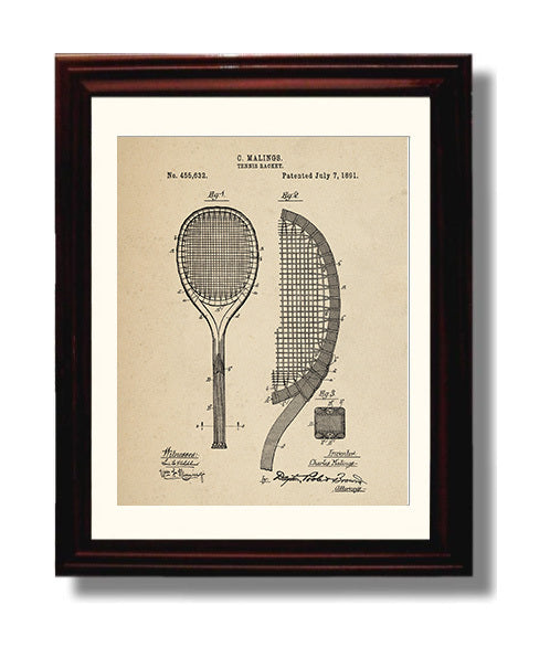 Patent Print - Tennis Racket - C Malings - 1891 - Patent 455632 Patent Wall Art
