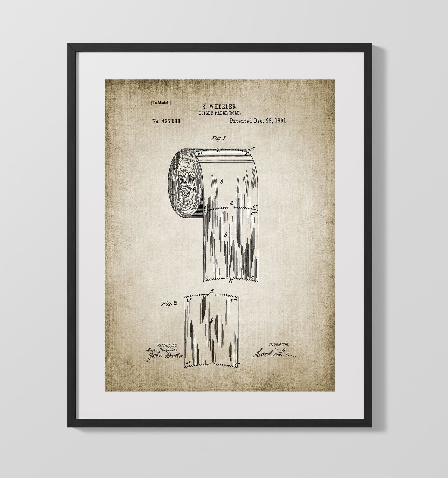 Patent Print - Toilet Paper Roll - Patent 1891 Patent Wall Art