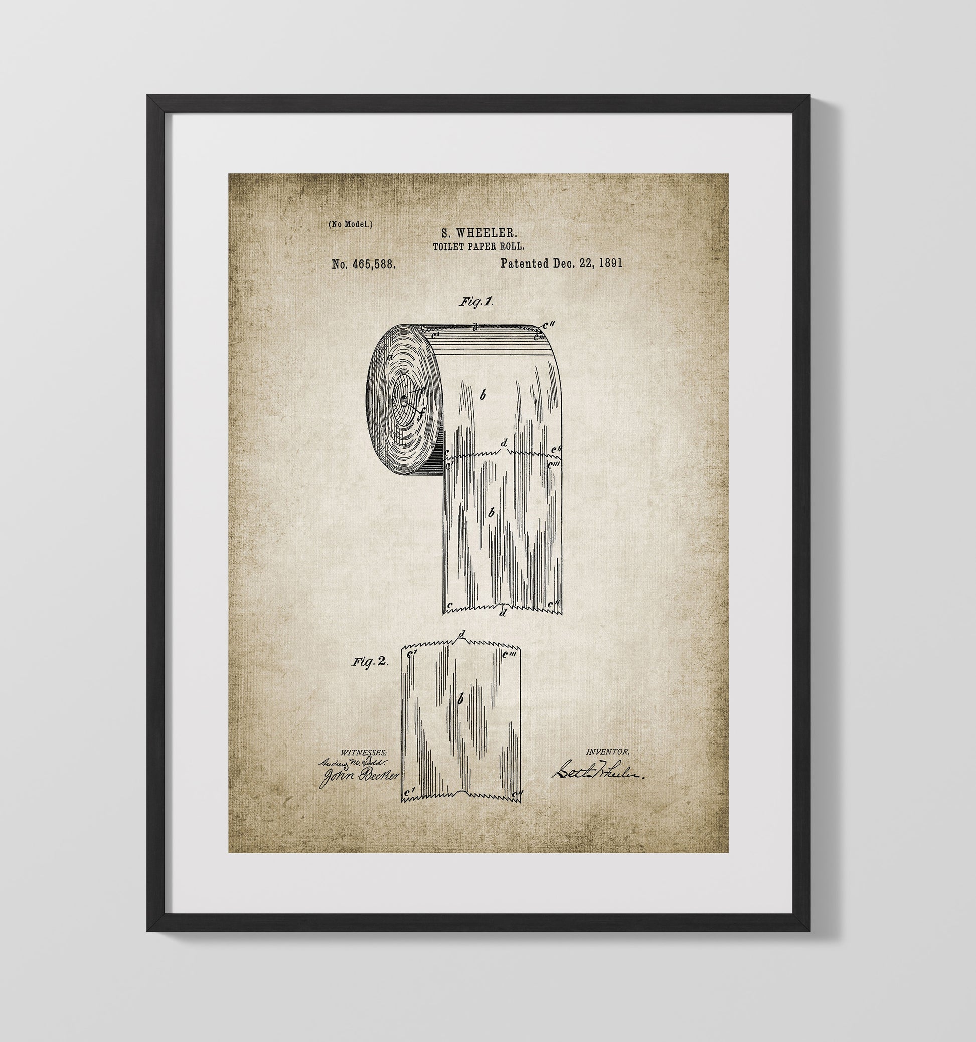 Patent Print - Toilet Paper Roll - Patent 1891 Patent Wall Art