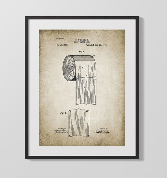 Toilet Paper Roll Patent - 16x20 Gallery Frame