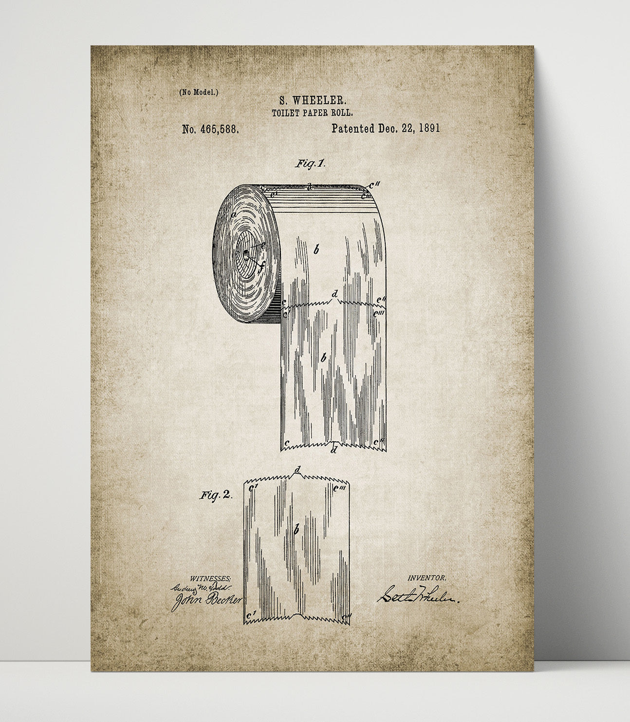 Patent Print - Toilet Paper Roll - Patent 1891 Patent Wall Art