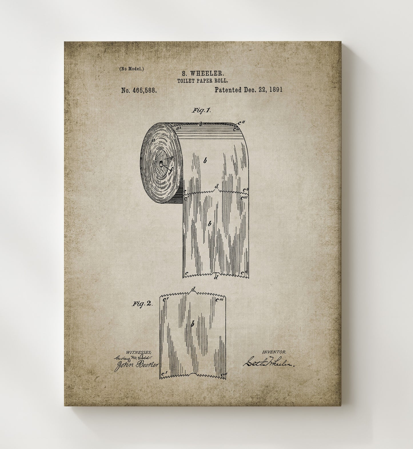 Patent Print - Toilet Paper Roll - Patent 1891 Patent Wall Art