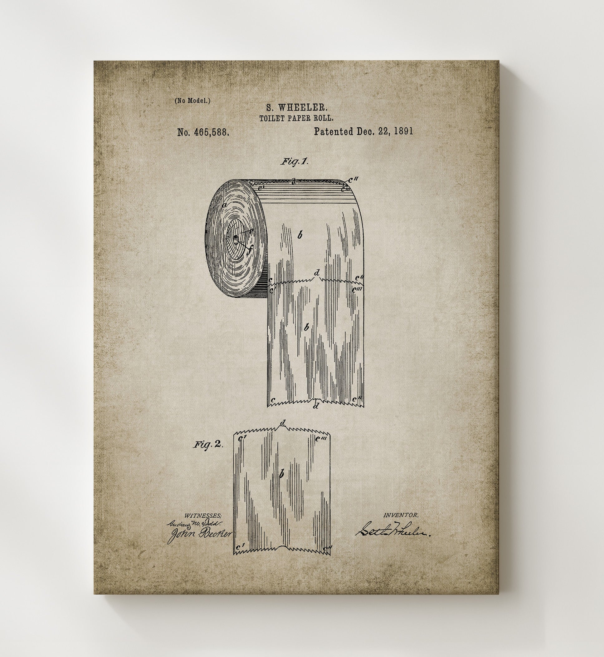 Patent Print - Toilet Paper Roll - Patent 1891 Patent Wall Art