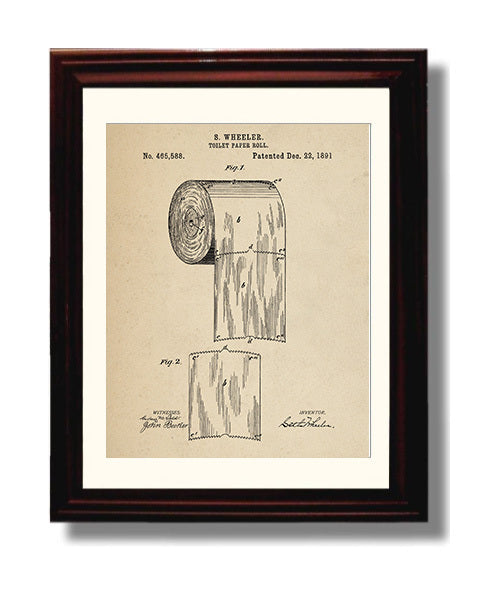 Patent Print - Toilet Paper Roll - Seth Wheeler - 1891 - Patent 465588 Patent Wall Art