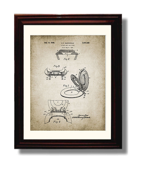 Patent Print - Toilet Seat - Patent 1936 Patent Wall Art