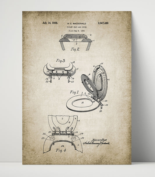 Toilet Seat Patent - 16x20 Unframed Print