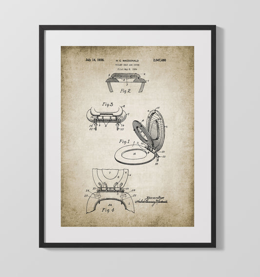 Toilet Seat Patent - 16x20 Gallery Frame