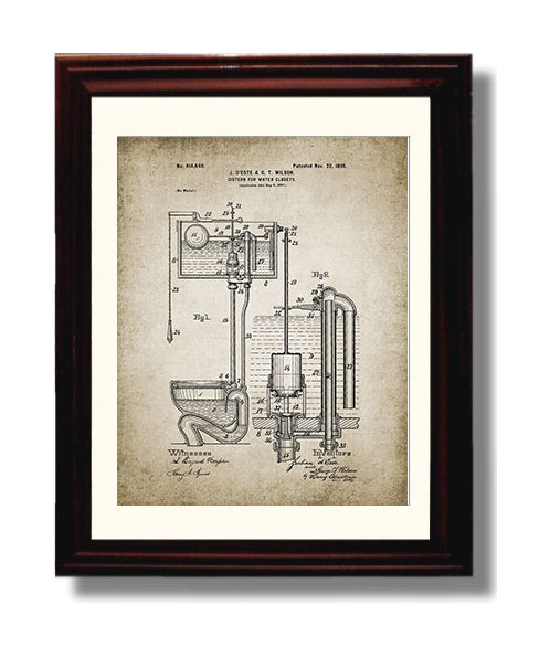 Patent Print - Toilet System - Water Closet Patent Patent Wall Art