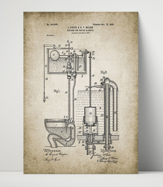 Toilet System Patent - 16x20 Unframed Print