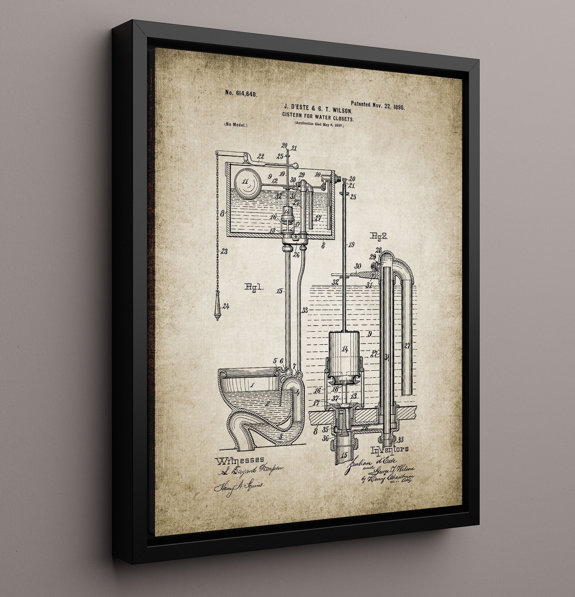 Patent Print - Toilet System - Water Closet Patent Patent Wall Art