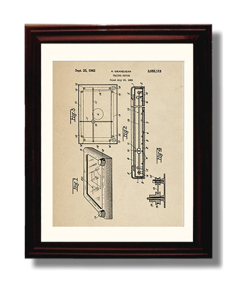 Patent Print - Tracing Device - A Grandjean - 1962 - Patent 3055113 Patent Wall Art