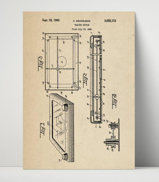 Tracing Device - 1962 Patent - 16x20 Unframed Print
