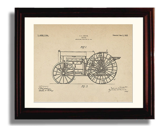 Patent Print - Tractor - Frederick C Austin - 1922 - Patent 1402134 - Landscape Patent Wall Art