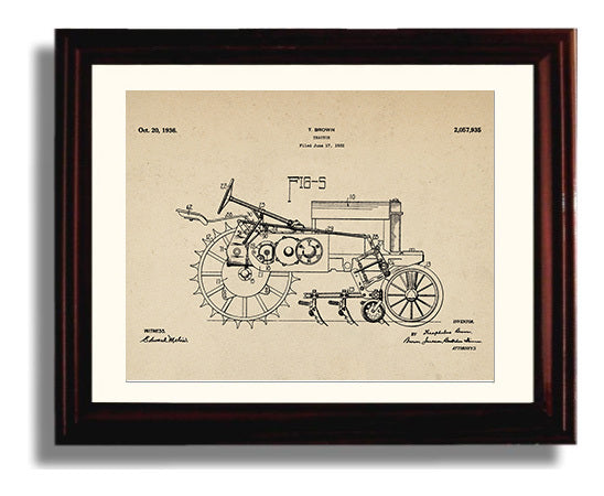 Patent Print - Tractor - Theophilus Brown - 1936 - Patent 2057935 - Landscape Patent Wall Art