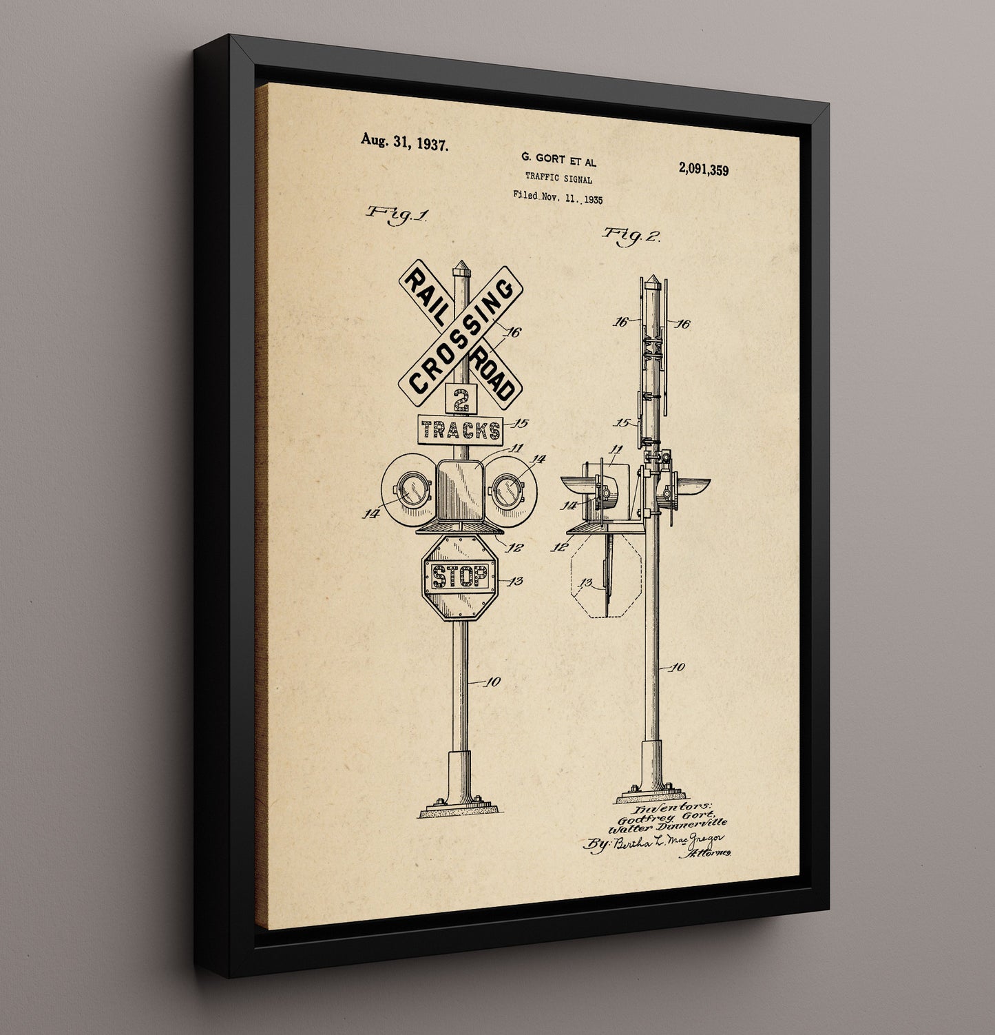 Patent Print - Traffic Signal - G Gort Et Al - 1937 - Patent 2091359 Patent Wall Art