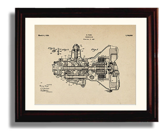 Patent Print - Transmission - Henry Ford - 1930 - Patent 1749099 - Landscape Patent Wall Art