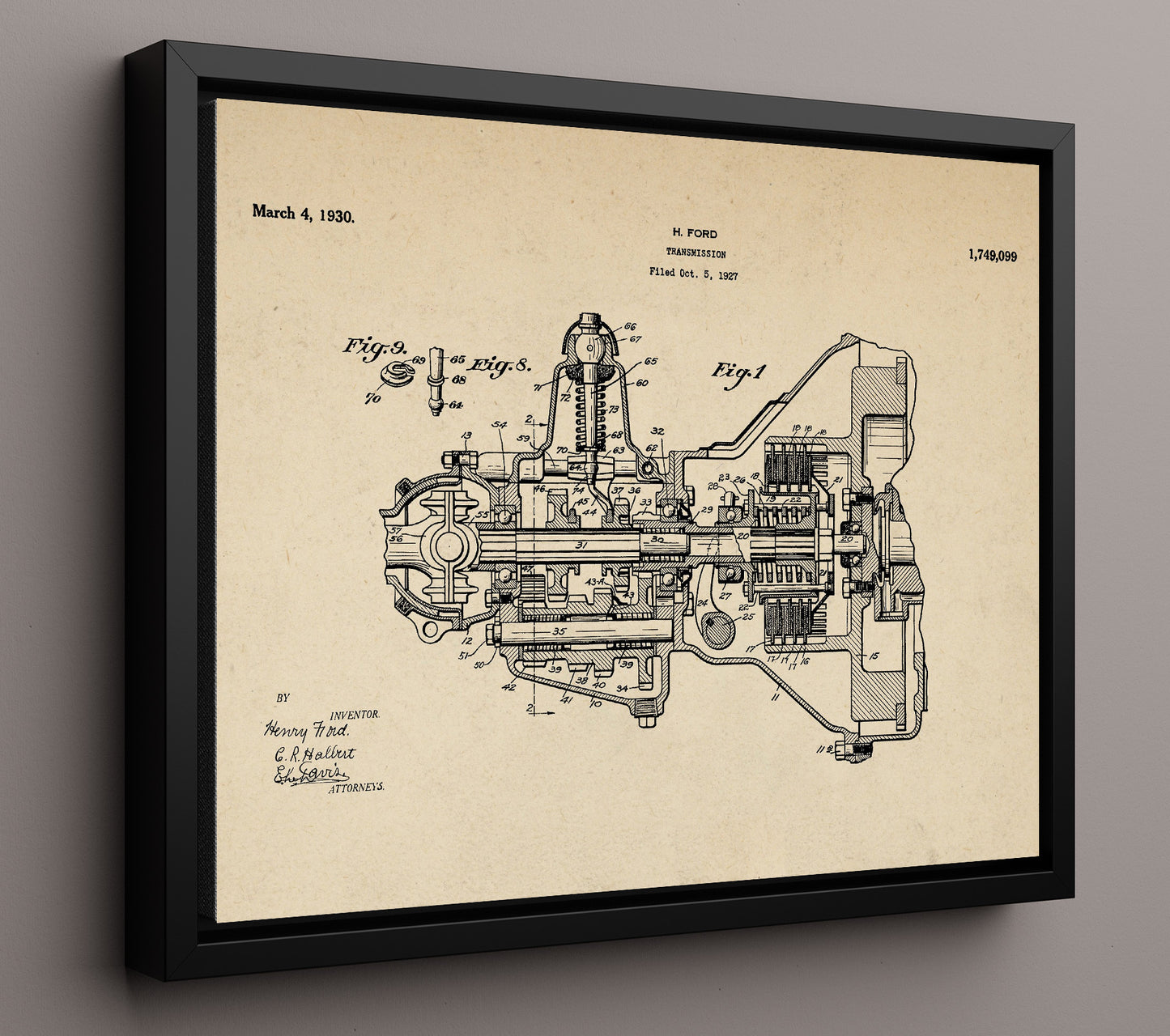 Patent Print - Transmission - Henry Ford - 1930 - Patent 1749099 - Landscape Patent Wall Art