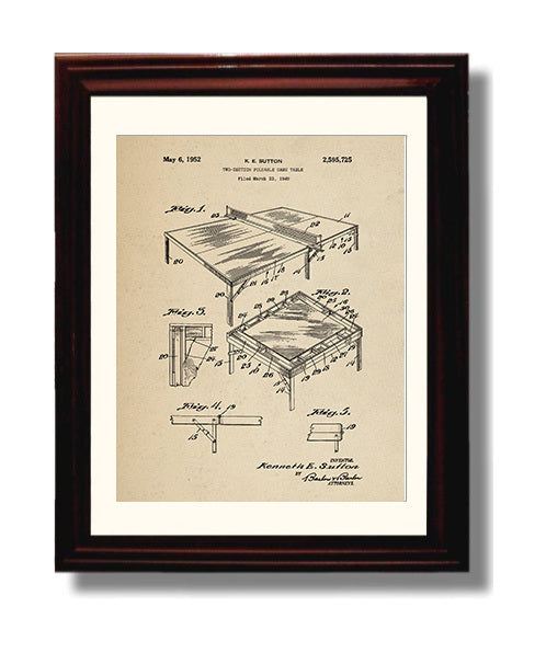 Patent Print - Two-Section Foldable Game Table - K E Sutton - 1952 - Patent 2595725 Patent Wall Art