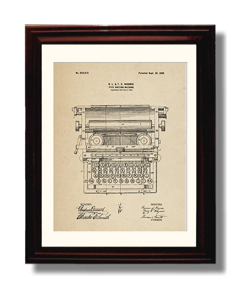 Patent Print - Type Writing Machine - Hermann L. Wagner And Franz H. Wagner - 1899 - Patent 633672 Patent Wall Art