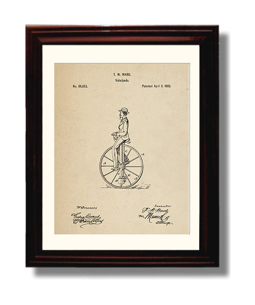 Patent Print - Velocipede - T W Ward - 1869 - Patent 88683 Patent Wall Art