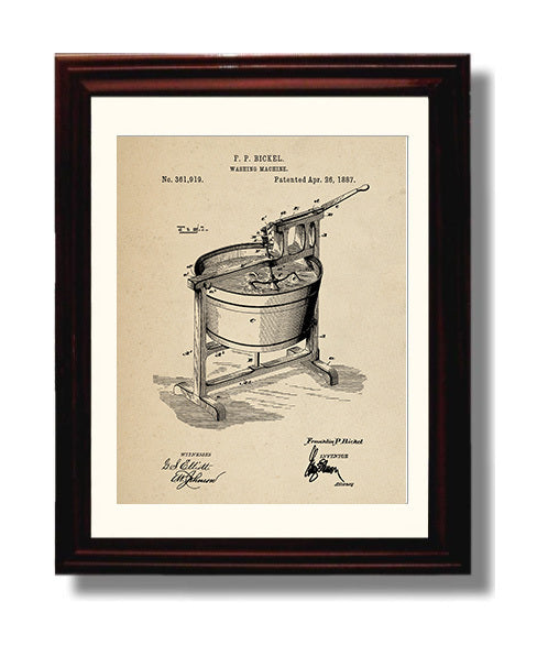 Patent Print - Washing Machine - Franklin P Bickel - 1887 - Patent 361919 Patent Wall Art