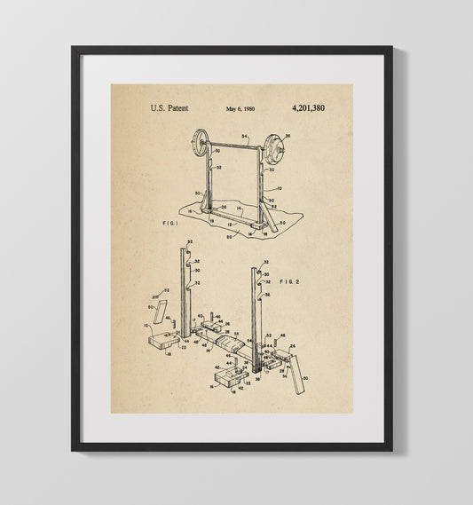 Weightlifting Rack - 1980 Patent - 16x20 Gallery Frame