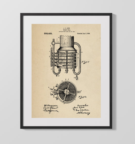 Whisky Still - 1909 Patent - 16x20 Gallery Frame