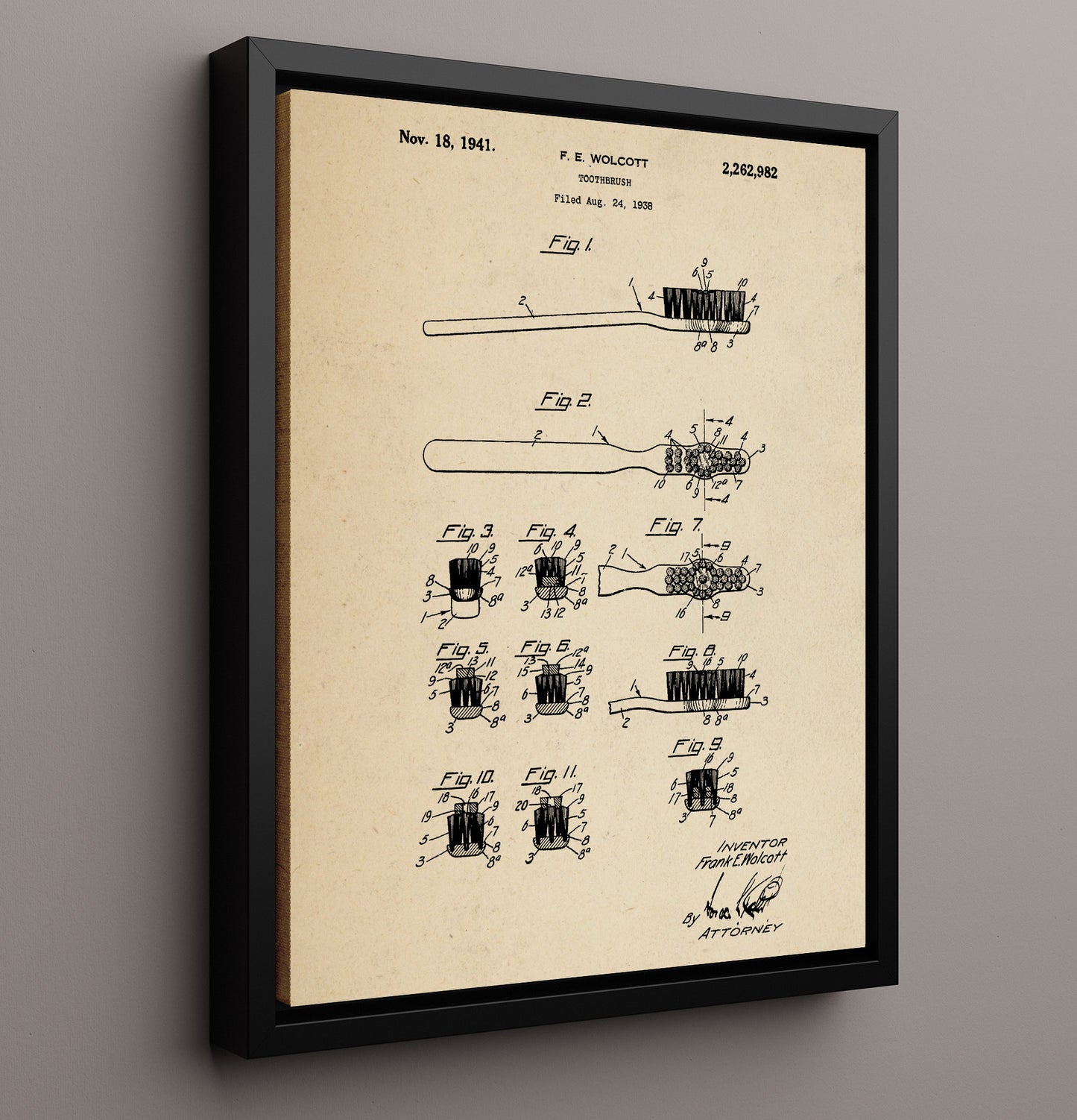 Patent Print - Wringer Machine Cross Section - John M Laughlin - 1870 - Patent 107518 - Portrait Alt 2 Patent Wall Art
