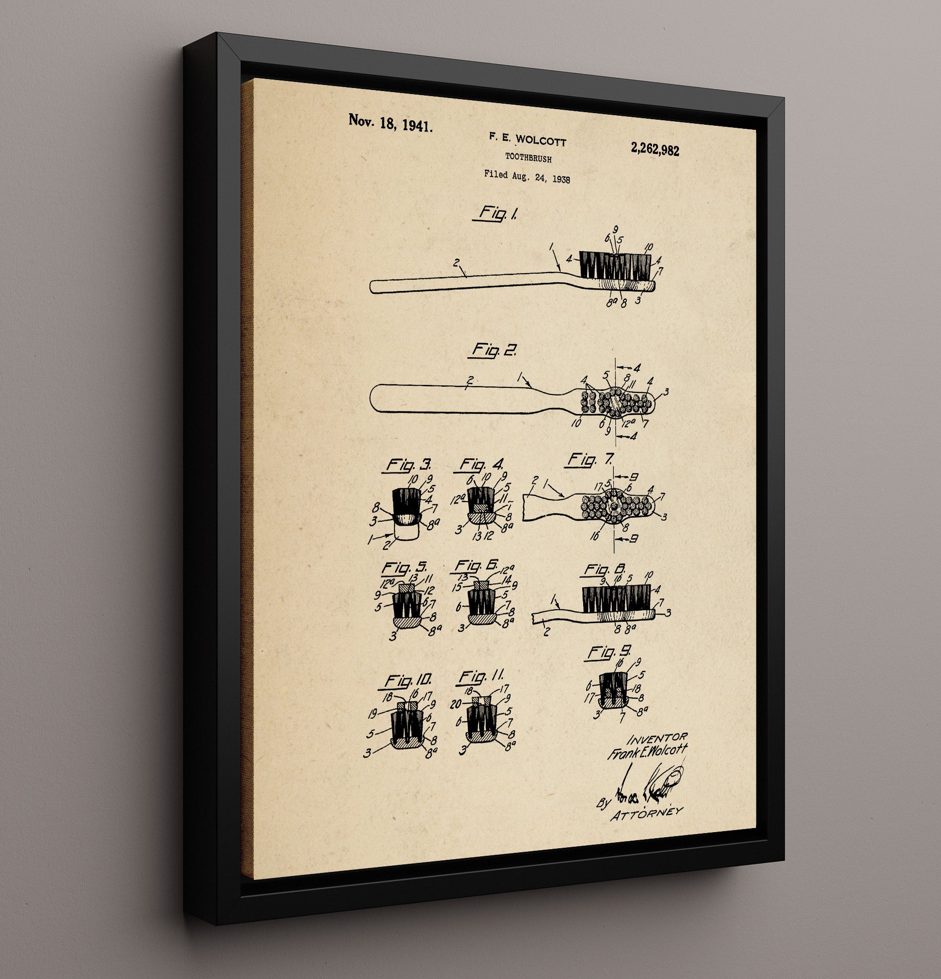Patent Print - Wringer Machine Cross Section - John M Laughlin - 1870 - Patent 107518 - Portrait Alt 2 Patent Wall Art