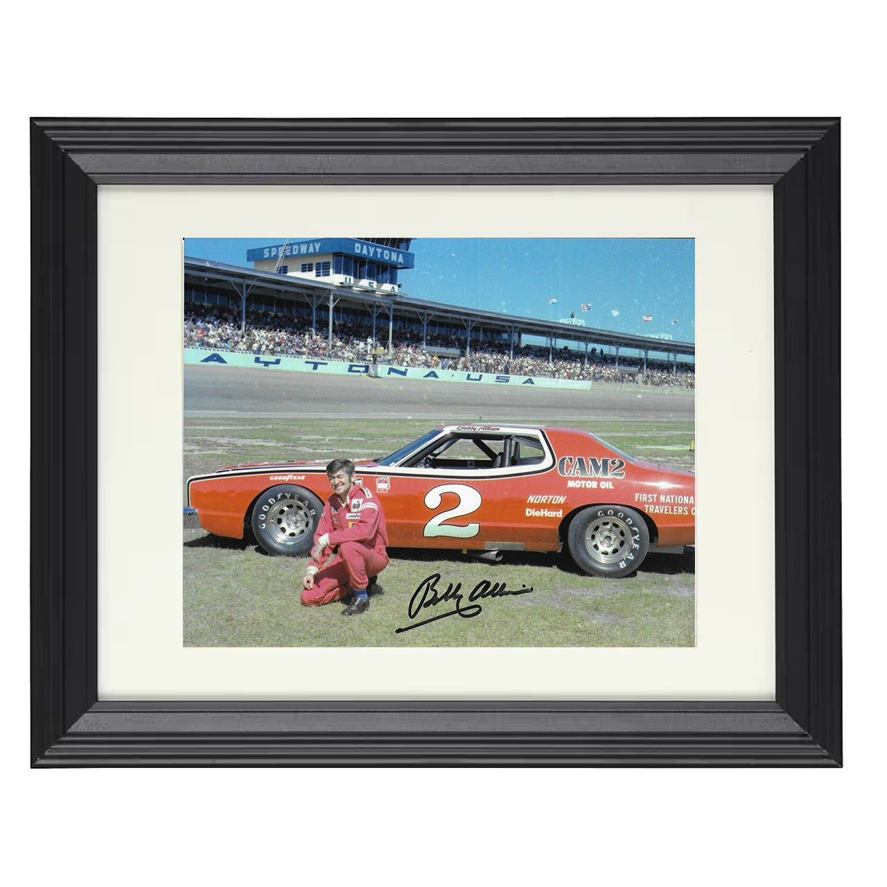 Bobby Allison – Daytona Speedway Image 8x10 matted black framed racing wall art
